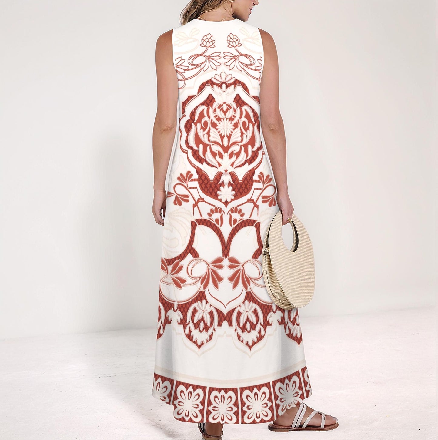 Women's Modern Bold Print Sleeveless Maxi Dress