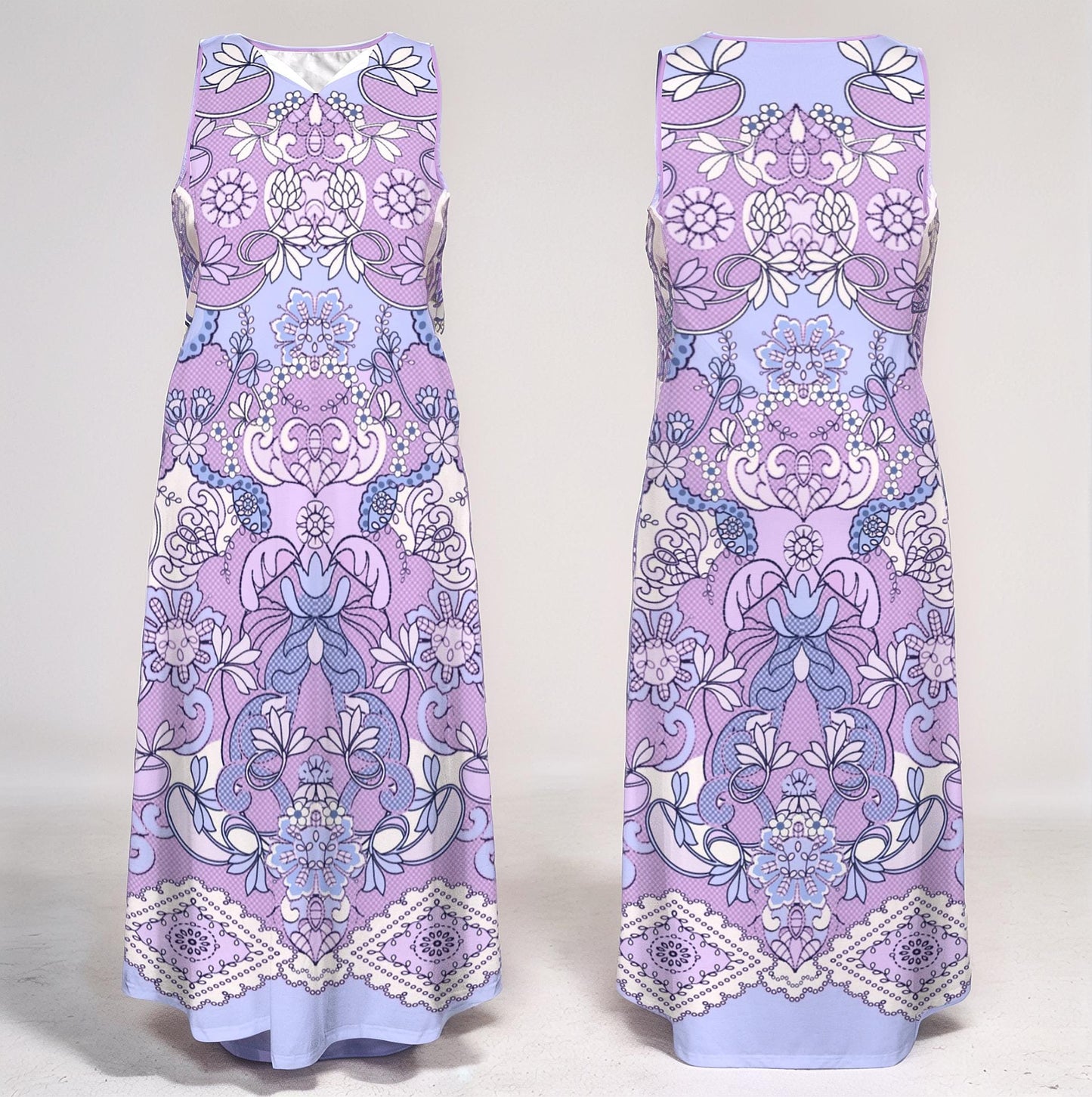 Womens Floral Sleeveless Maxi Dress