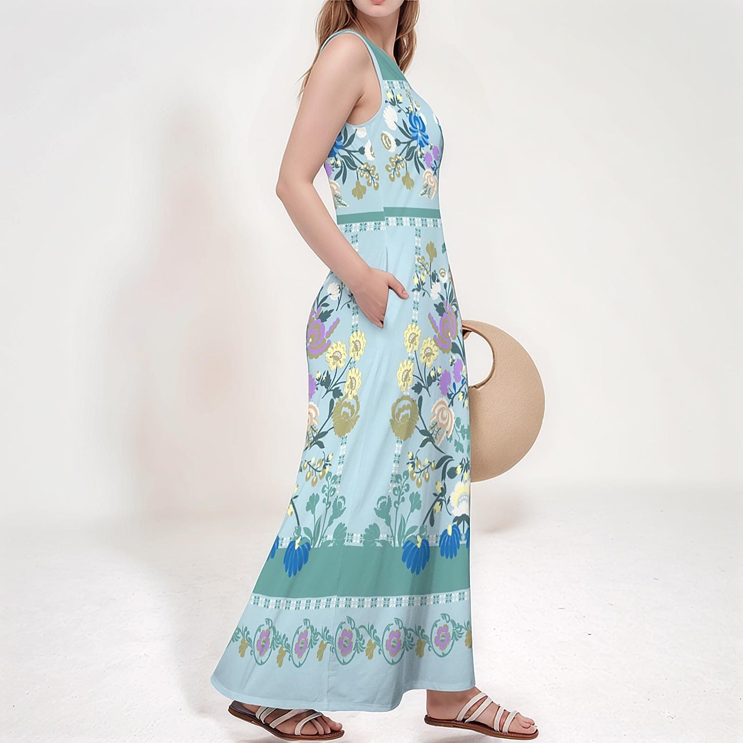 Women's Floral Sleeveless Maxi Dress