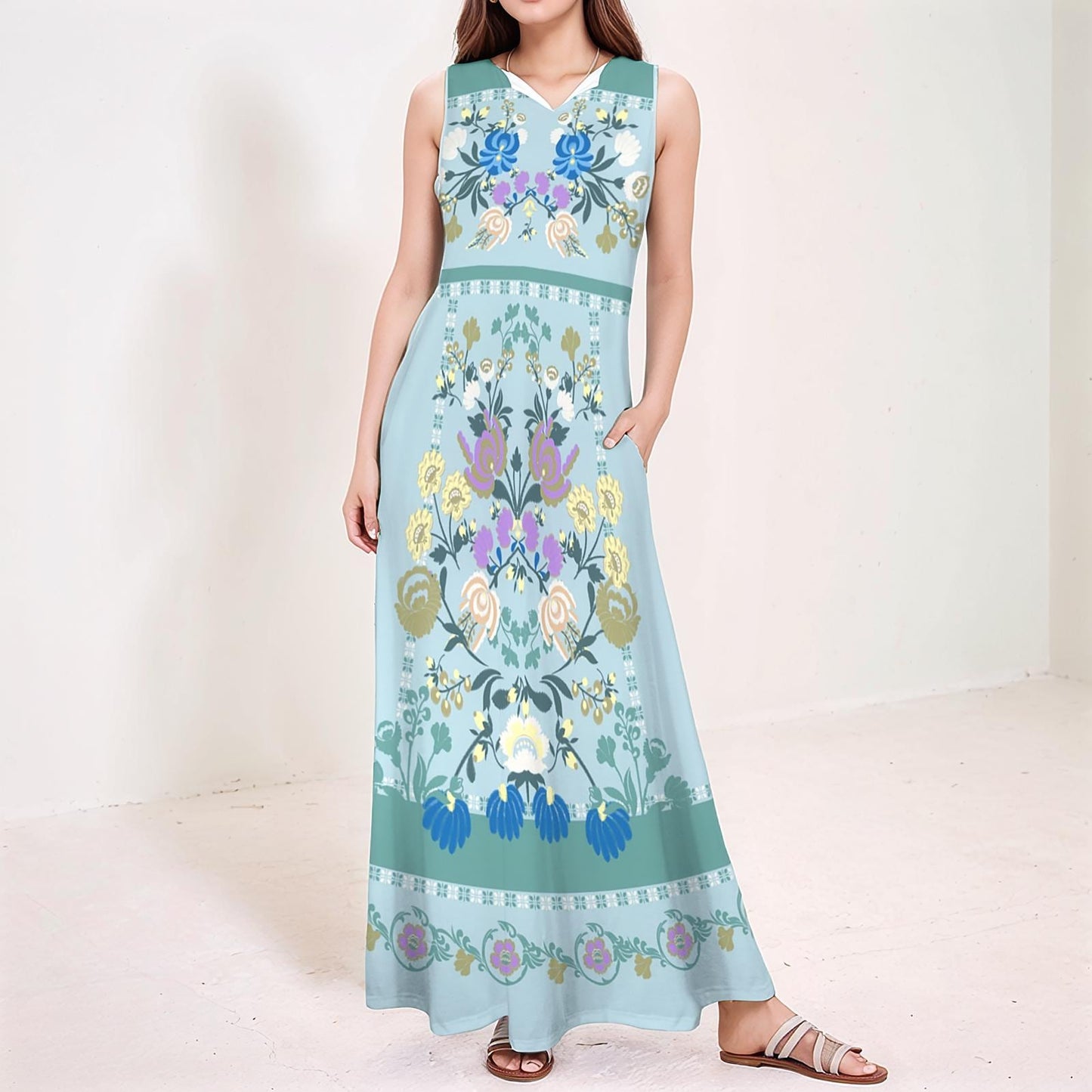 Women's Floral Sleeveless Maxi Dress