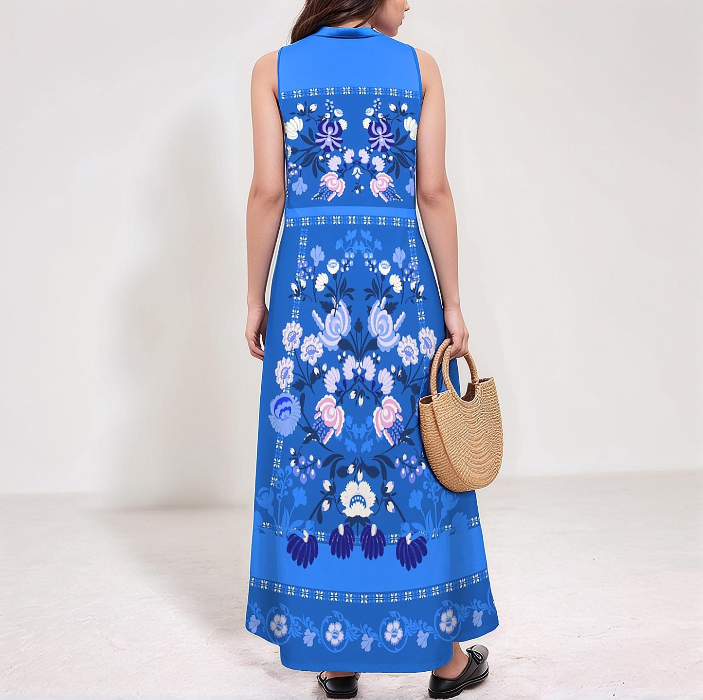 Women's Floral Sleeveless Maxi Dress | Summer Beach Outfit | Casual Boho Maxi | Lightweight Spring Dress | Elegant Floral Style