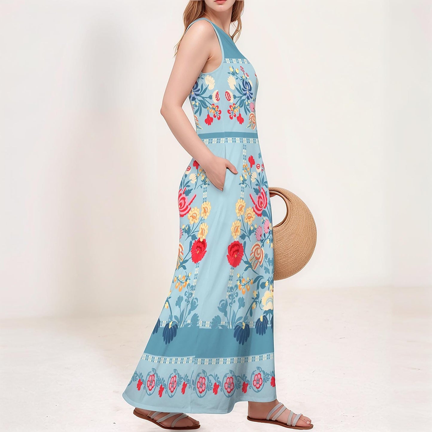 Women's Floral Sleeveless Maxi Dress