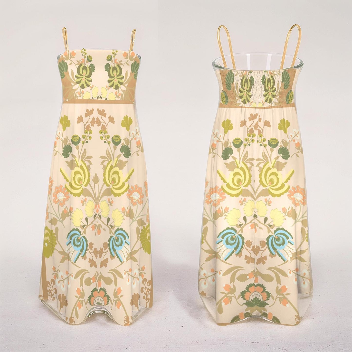 Women's Floral Spaghetti Strap Flowy Midi Dress