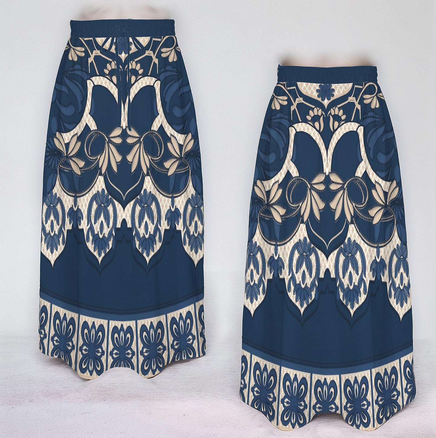 Women's Tie Front Pleated High Waist Floral Maxi Skirt
