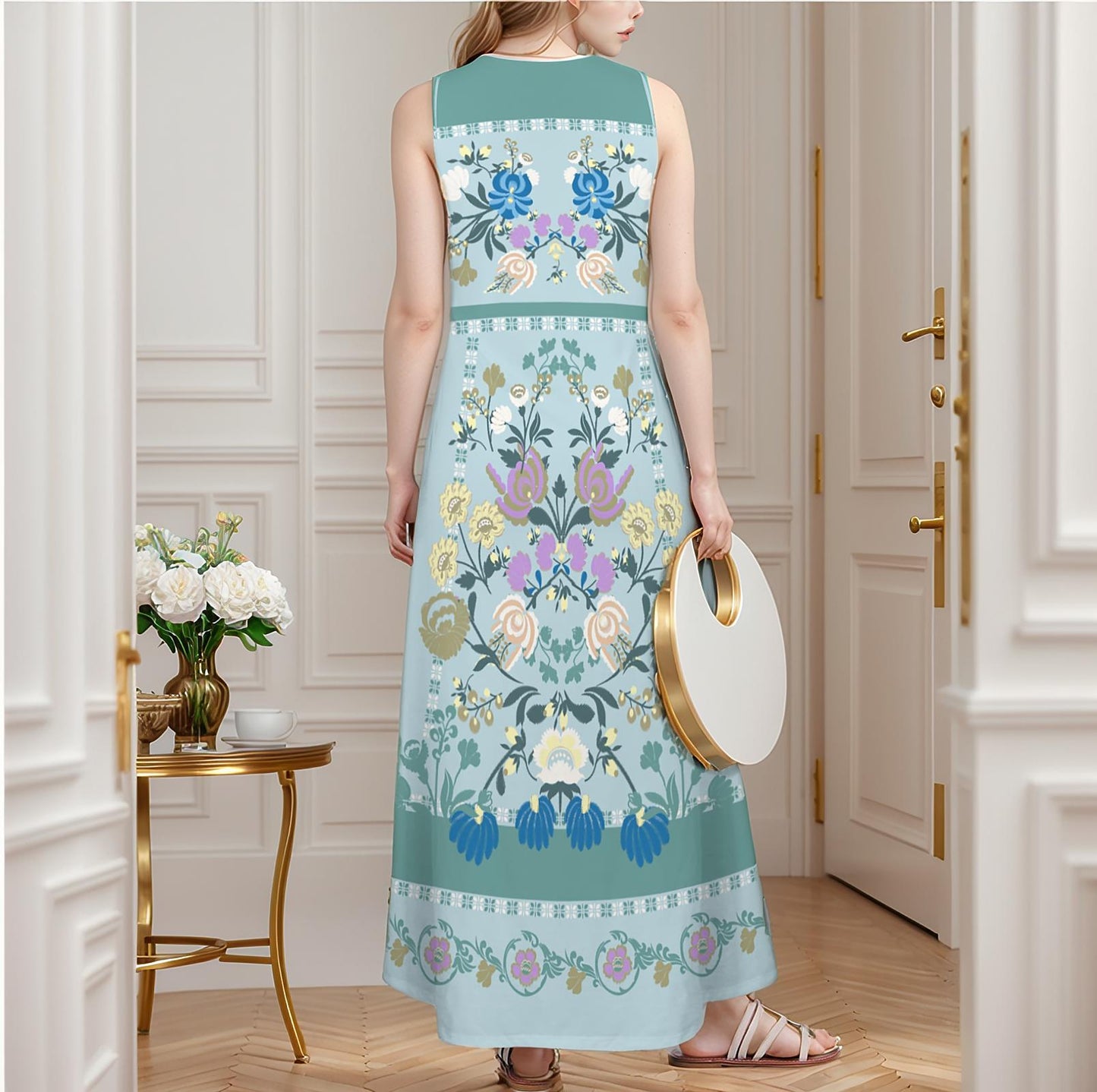 Women's Floral Sleeveless Maxi Dress