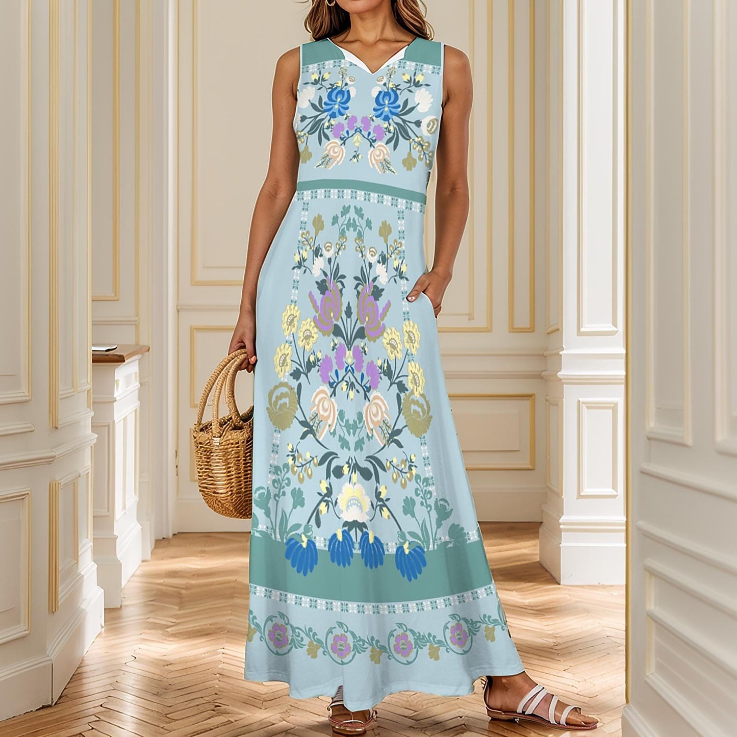 Women's Floral Sleeveless Maxi Dress