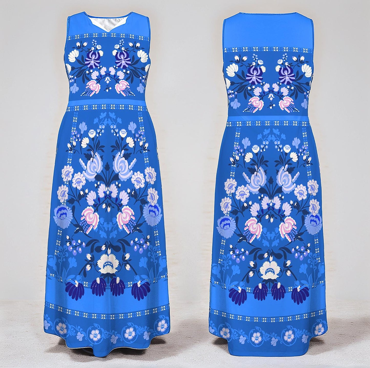 Women's Floral Sleeveless Maxi Dress | Summer Beach Outfit | Casual Boho Maxi | Lightweight Spring Dress | Elegant Floral Style