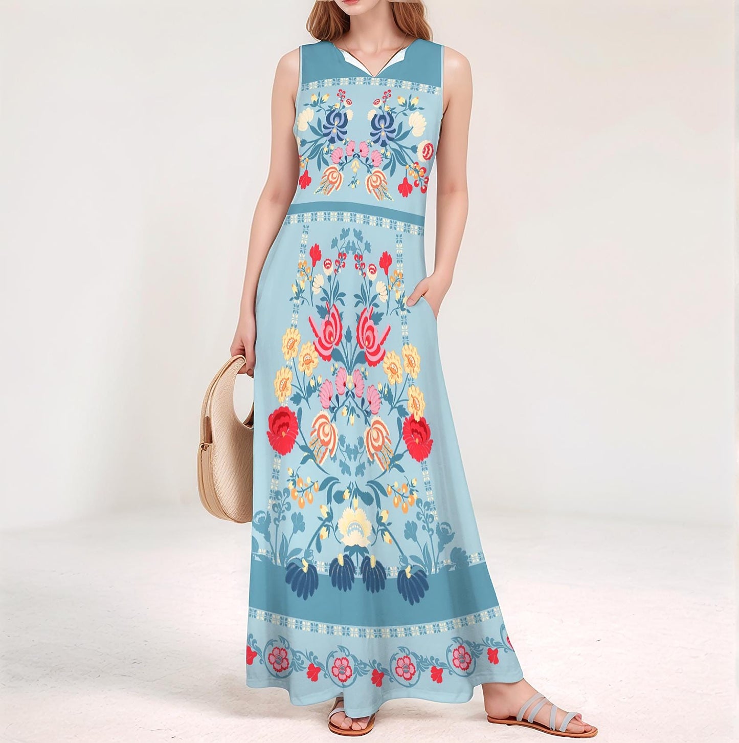 Women's Floral Sleeveless Maxi Dress