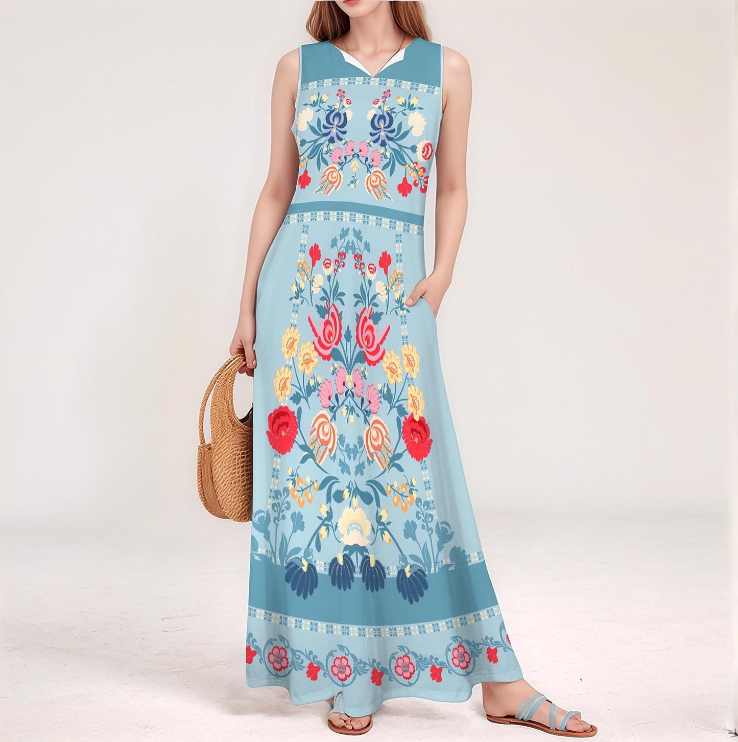 Women's Floral Sleeveless Maxi Dress