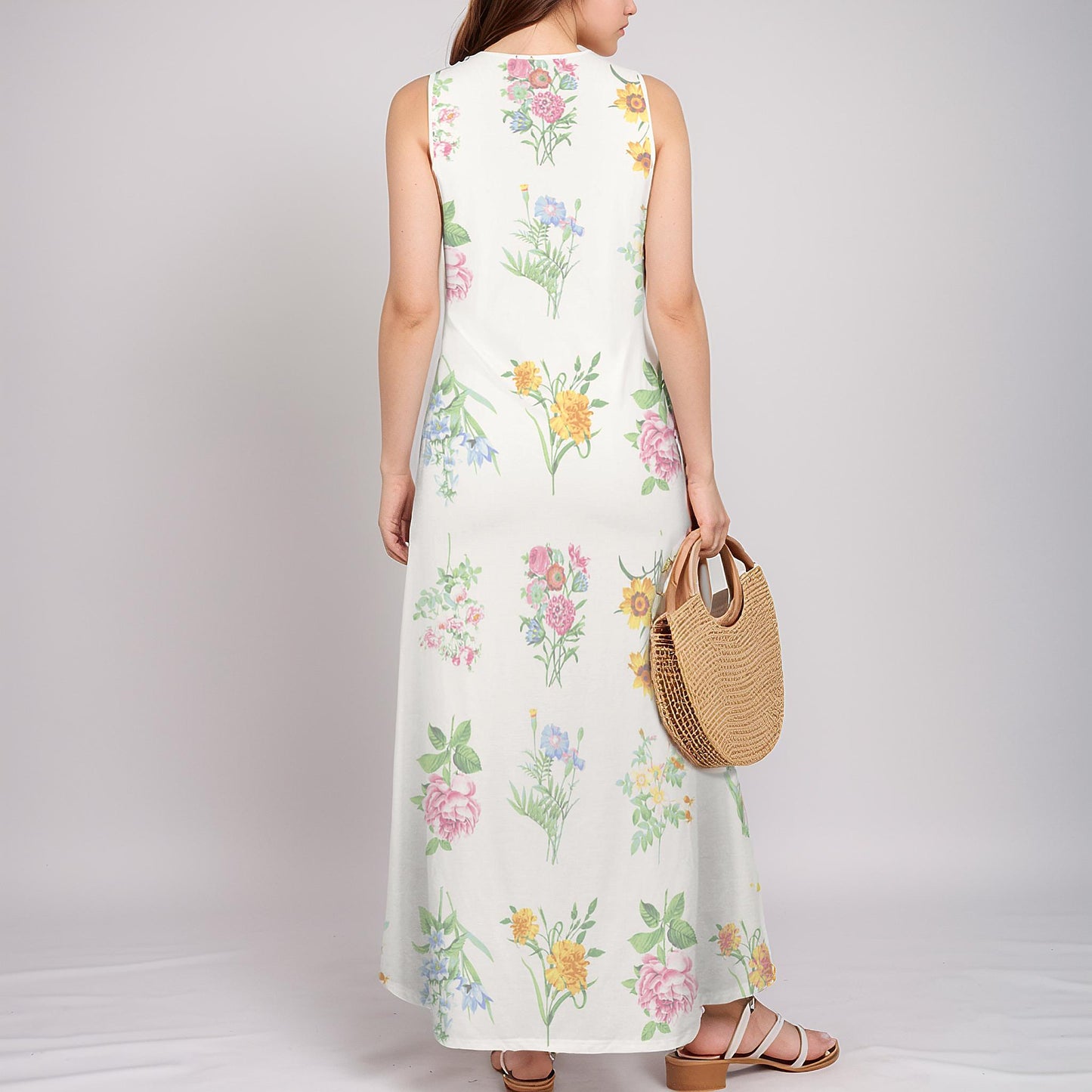 Women's Floral Sleeveless Maxi Dress | Summer Boho Chic | Lightweight & Flowing | Spring Dress | Casual Elegant Style | Garden Party Ready