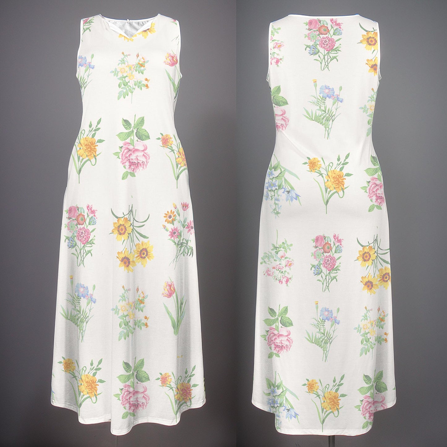 Women's Floral Sleeveless Maxi Dress | Summer Boho Chic | Lightweight & Flowing | Spring Dress | Casual Elegant Style | Garden Party Ready