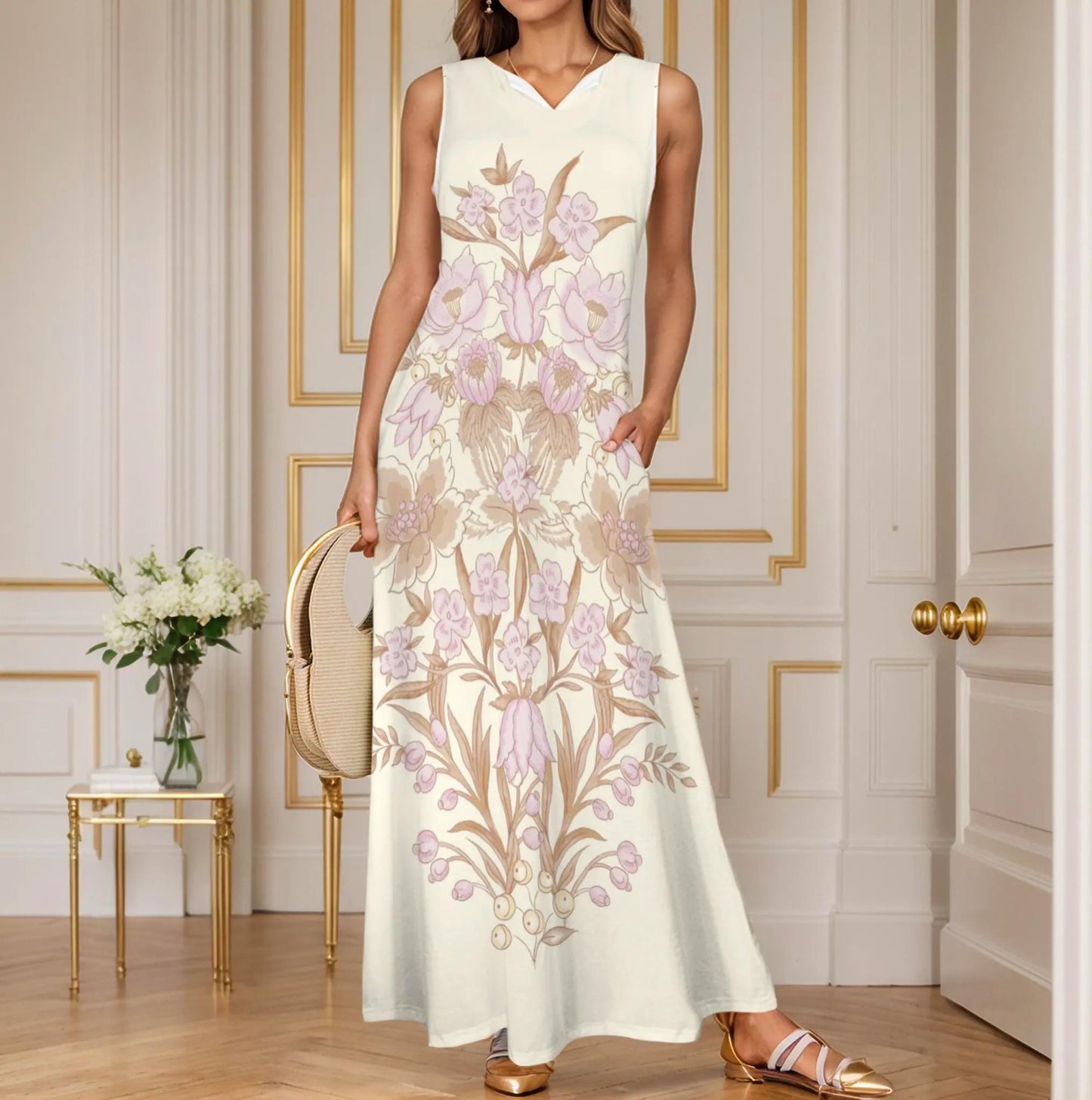 Women's Sleeveless Floral Maxi Dress