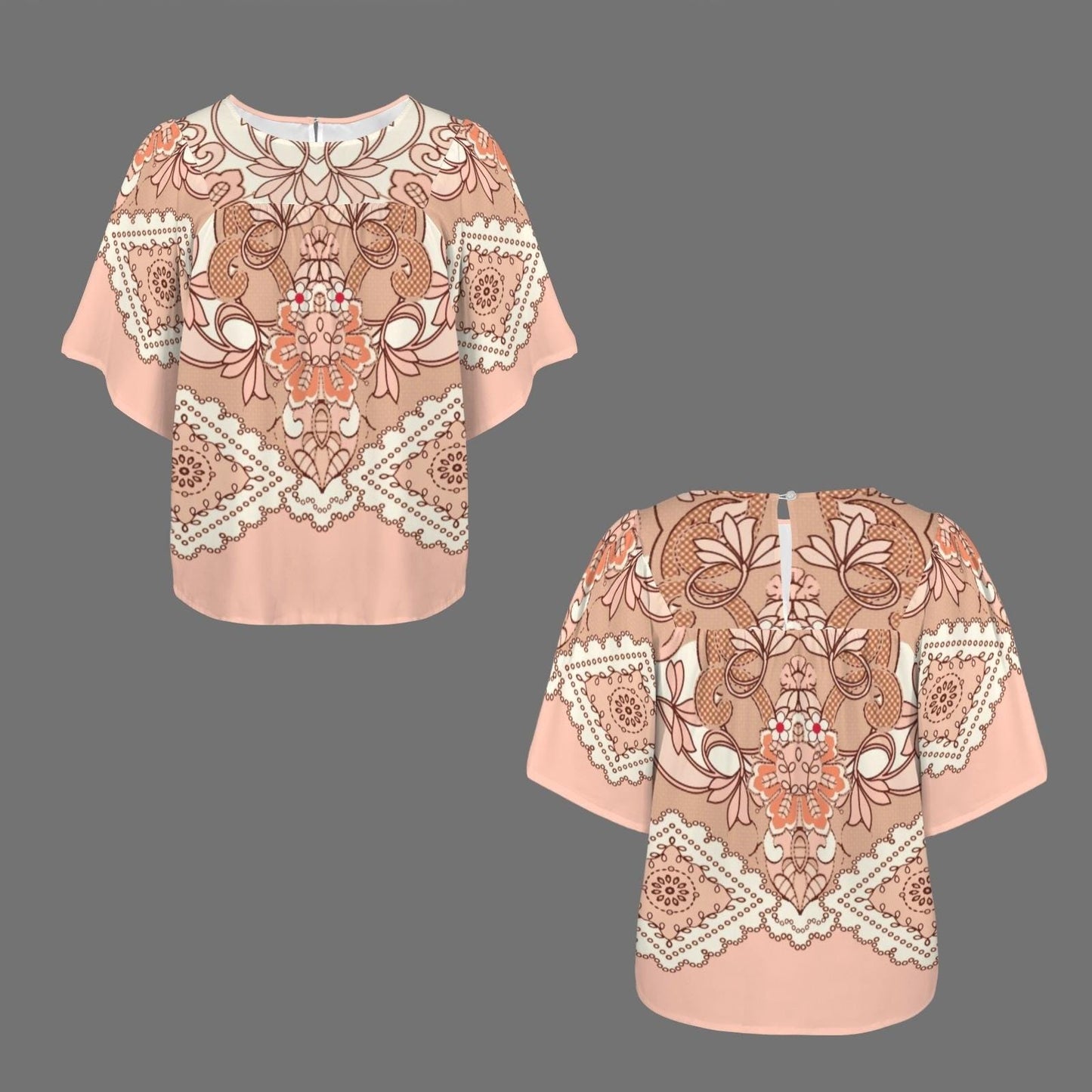 Women's Floral Bell Sleeve Babydoll Blouse