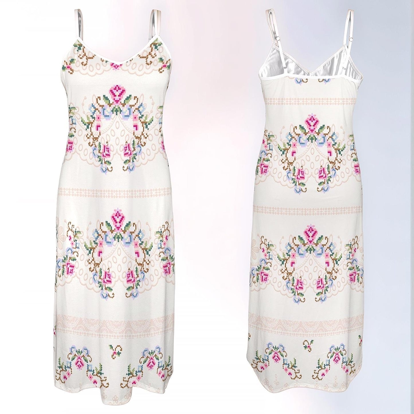 Womens Floral Cami V Neck Maxi Dress | Stylish and Feminine | Perfect for Spring and Summer | Comfortable and Elegant for Any Occasion
