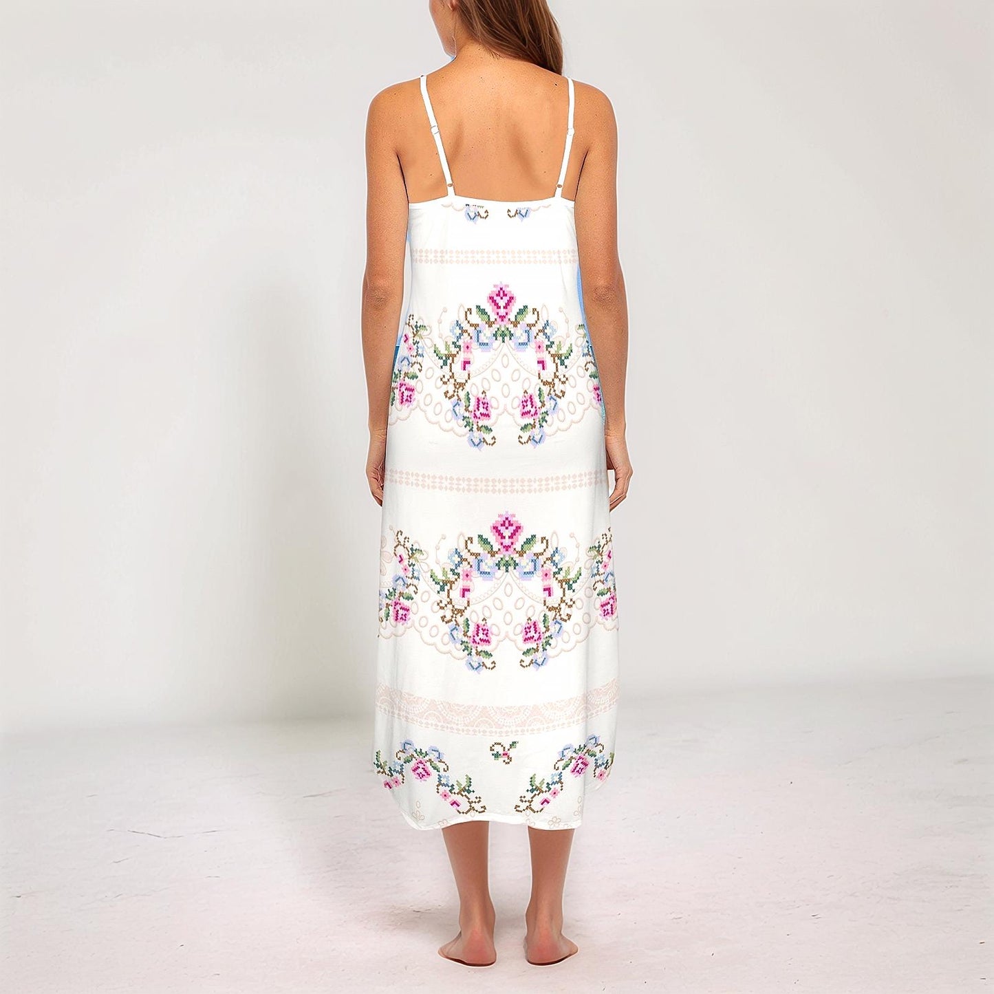 Womens Floral Cami V Neck Maxi Dress | Stylish and Feminine | Perfect for Spring and Summer | Comfortable and Elegant for Any Occasion