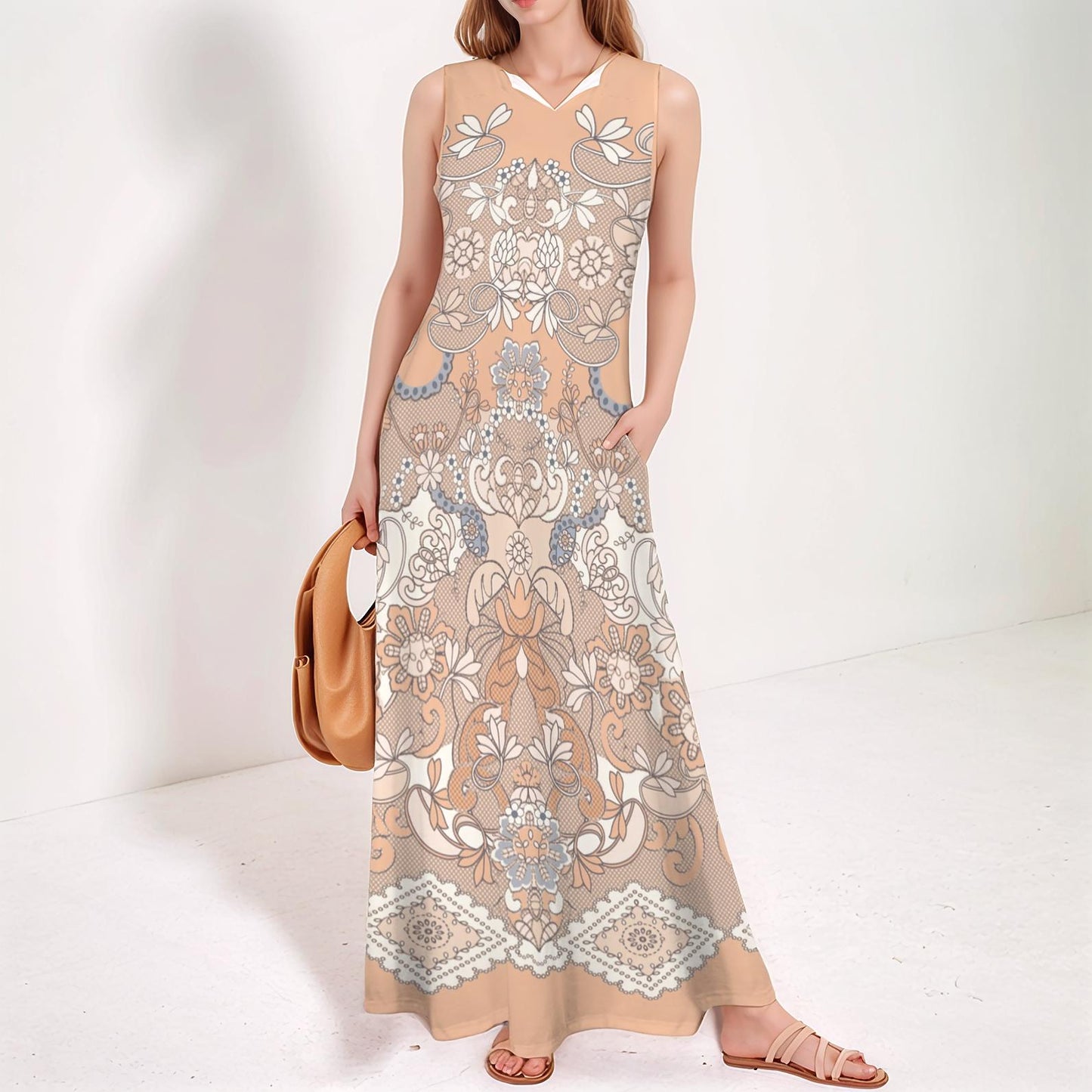 Women's Floral Sleeveless Maxi Dress | Spring Summer Boho Chic | Lightweight & Flowing | Perfect Beach Outfit