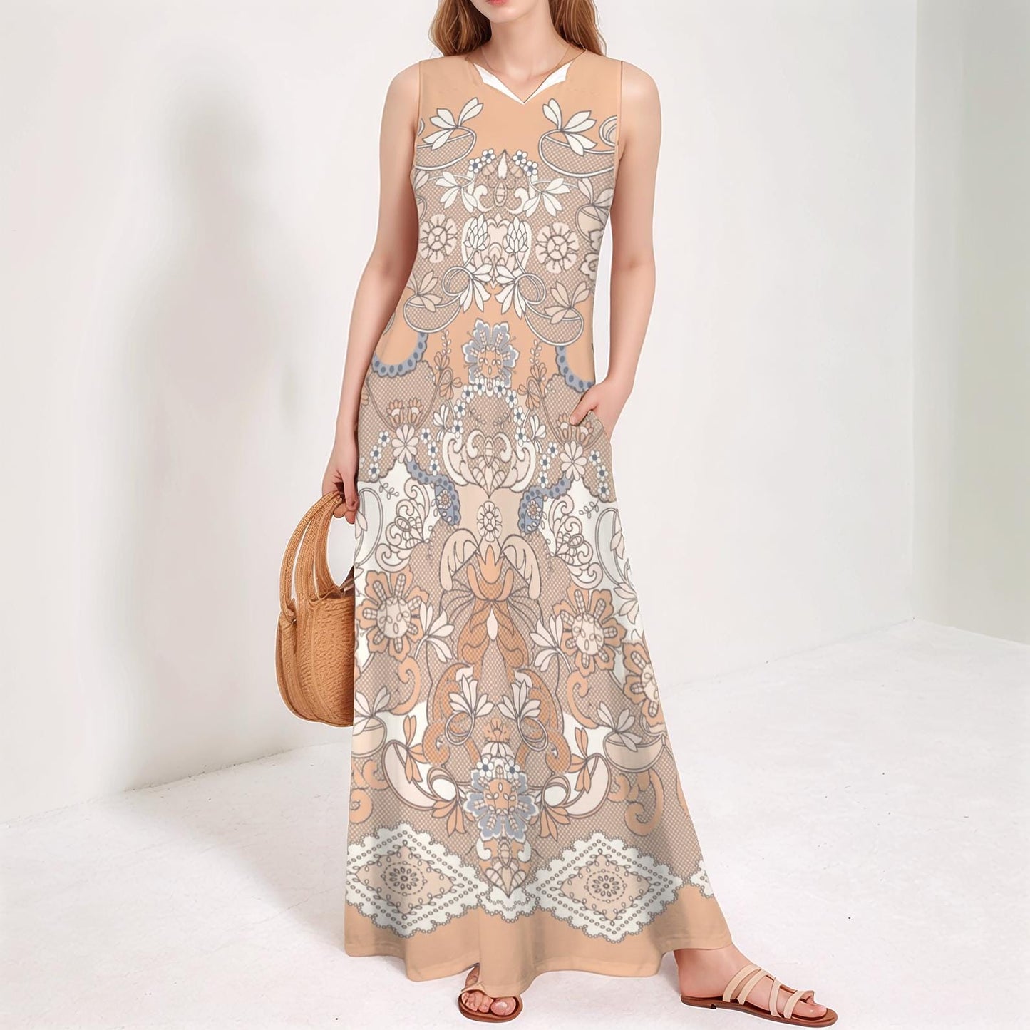 Women's Floral Sleeveless Maxi Dress | Spring Summer Boho Chic | Lightweight & Flowing | Perfect Beach Outfit