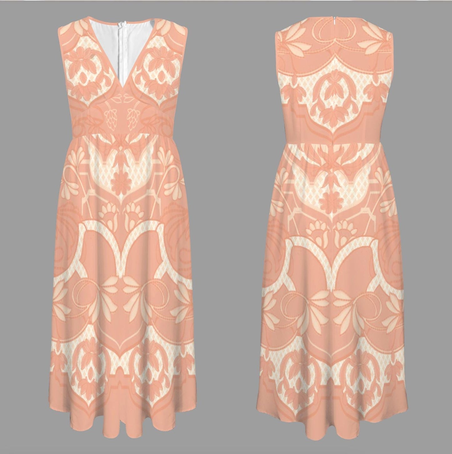 Women's Floral V-Neck Sleeveless High Waist Maxi Dress | Elegant and Flattering Design | Perfect for Summer Events | Great Gift Idea