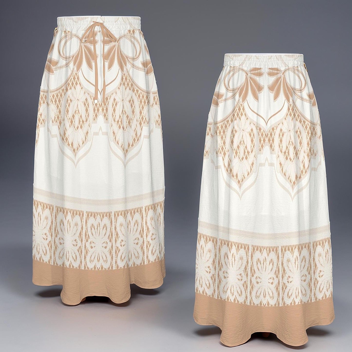 Women's Floral Tie Pleated High Waist Maxi Skirt
