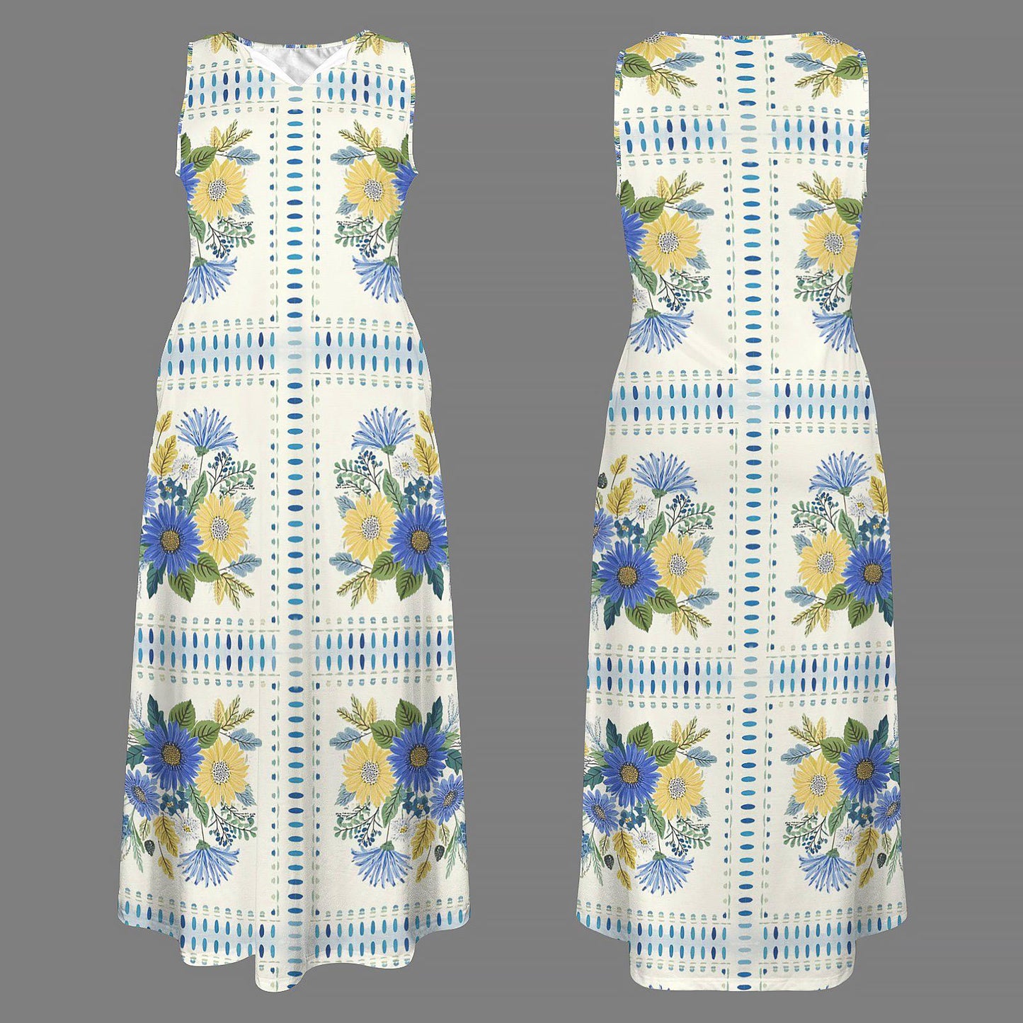 Womens Floral Sleeveless Maxi Dress | Spring Summer Fashion | Elegant Floral Print | Perfect for Warm Days