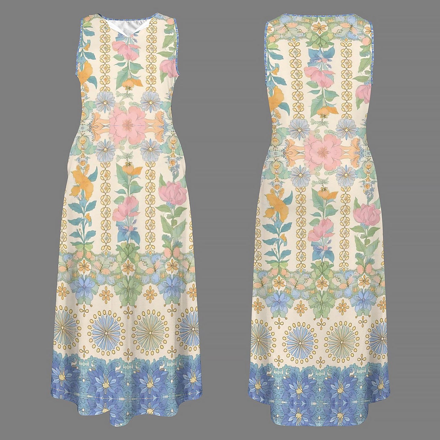 Women's Floral Sleeveless Maxi Dress | Spring Summer Dress | Floral Maxi Dress for Women | Casual Elegant | Beach Wedding Guest Dress