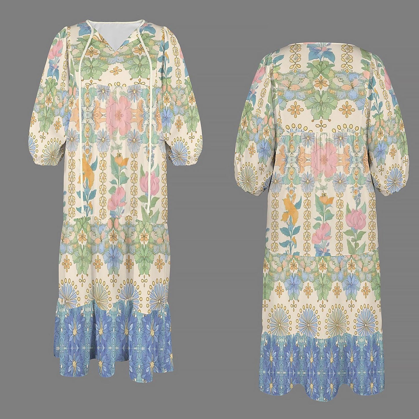 Womens Floral Half Sleeve V Neck Maxi Dress | Spring Summer Dress | Elegant Floral Dress | Casual Maxi Dress for Women | Wedding Guest