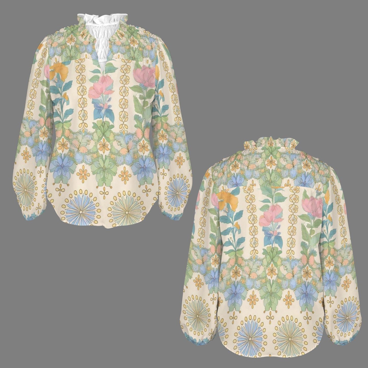 Women's Floral Long Sleeve Blouse | Spring Summer Top | Casual Floral Blouse | Comfortable and Chic | Perfect for Everyday Wear