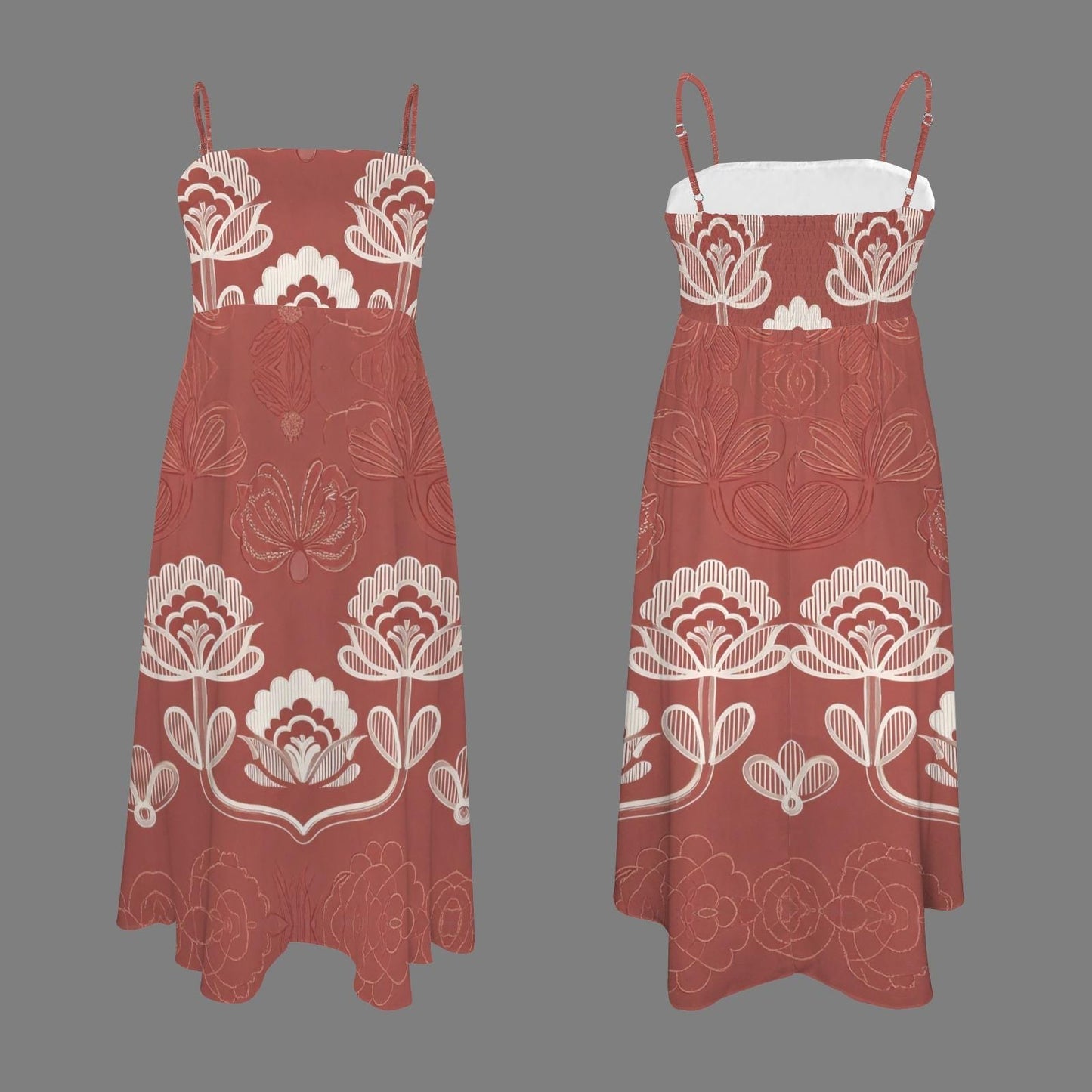 Women's Floral Spaghetti Strap Dress | Summer Midi Dress | Boho Floral Print | Casual Sleeveless Dress | Perfect for Warm Weather