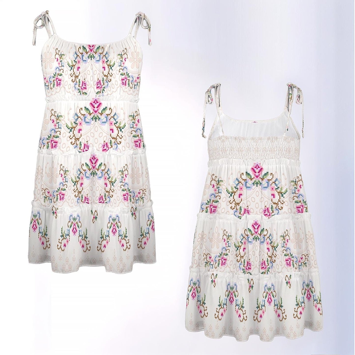 Womens Floral Ruffle Tiered Dress with Adjustable Spaghetti Straps Dress