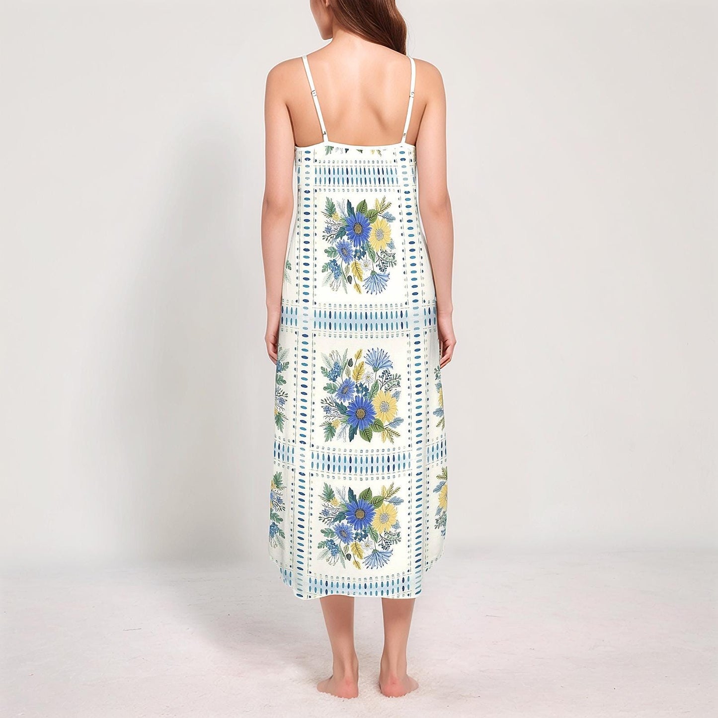Womens Floral Cami V Neck Maxi Dress | Stylish and Feminine | Perfect for Spring and Summer | Comfortable and Elegant for Any Occasion