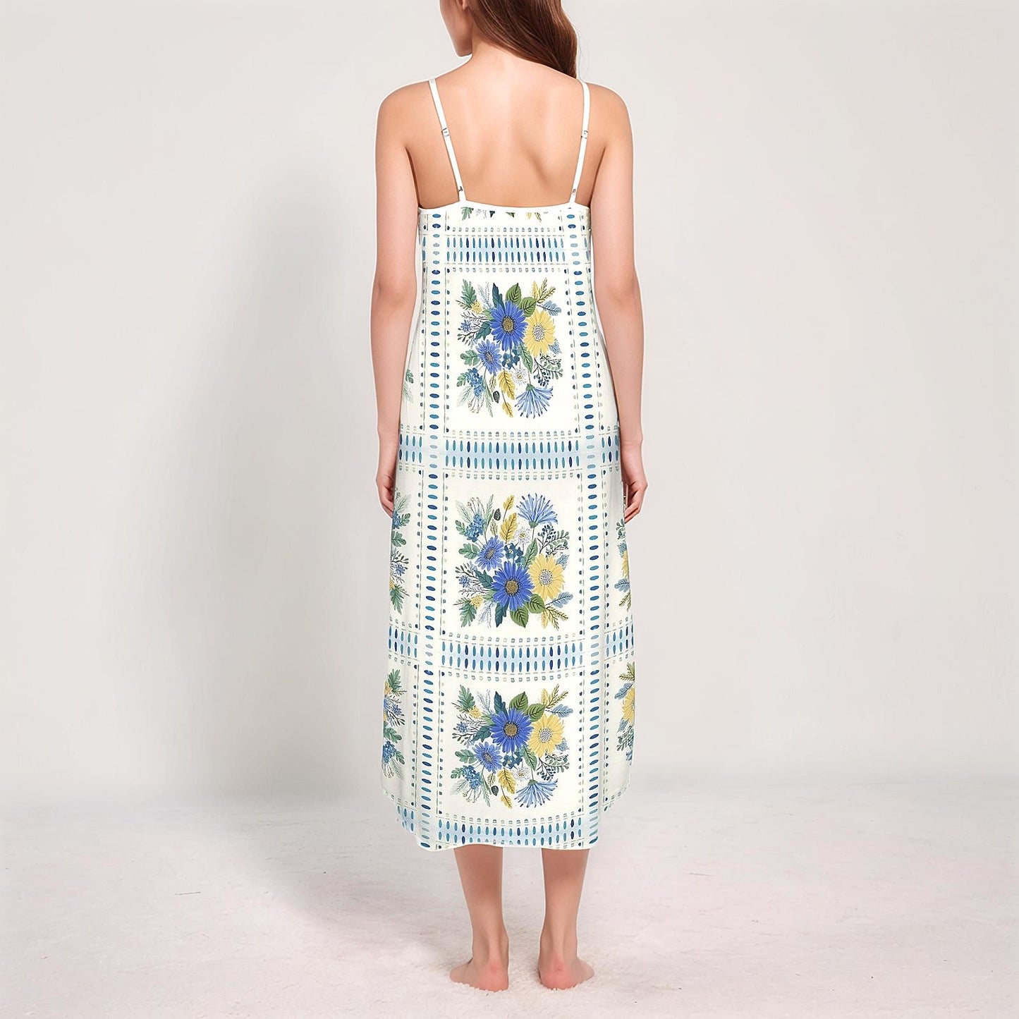 Womens Floral Cami V Neck Maxi Dress | Stylish and Feminine | Perfect for Spring and Summer | Comfortable and Elegant for Any Occasion