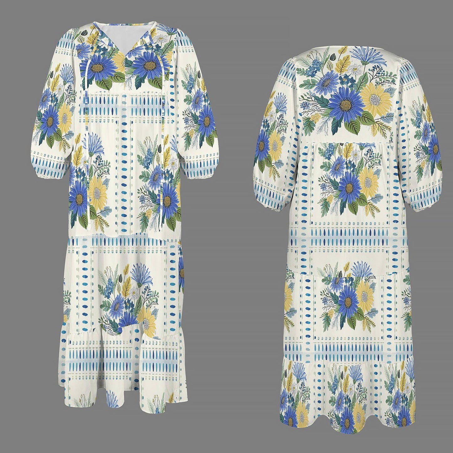 Womens Floral Half Sleeve V Neck Maxi Dress | Perfect for Spring and Summer | Elegant and Versatile for Any Occasion