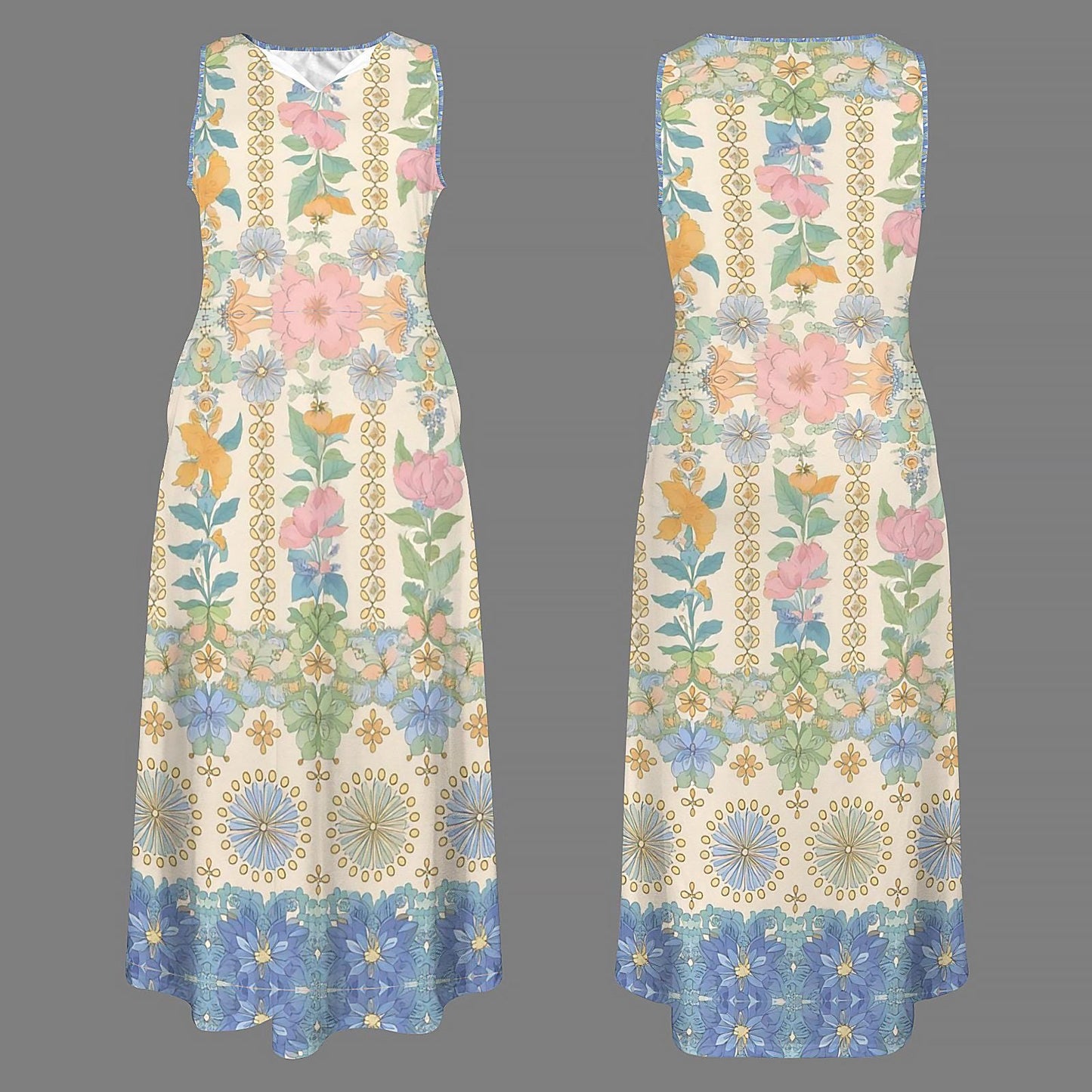 Women's Floral Sleeveless Maxi Dress | Spring Summer Dress | Floral Maxi Dress for Women | Casual Elegant | Beach Wedding Guest Dress