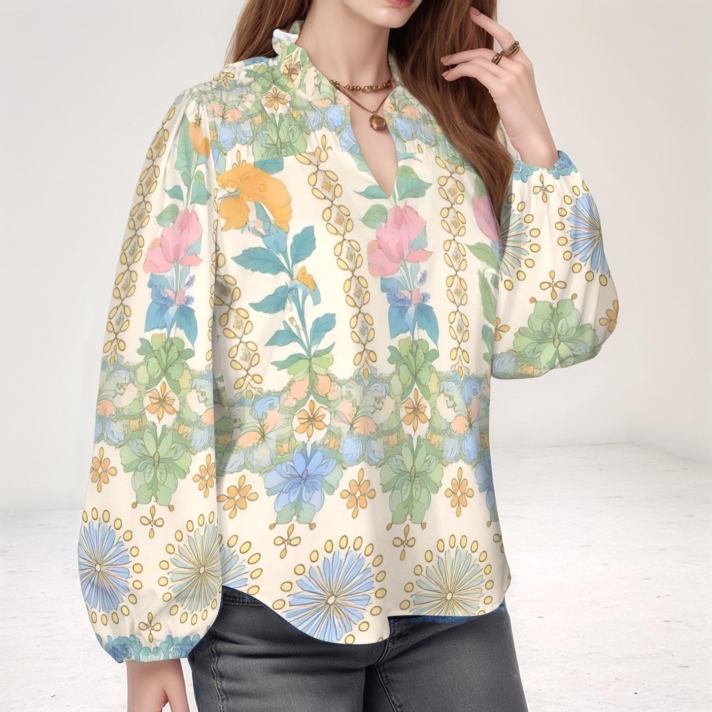 Women's Floral Long Sleeve Blouse | Spring Summer Top | Casual Floral Blouse | Comfortable and Chic | Perfect for Everyday Wear