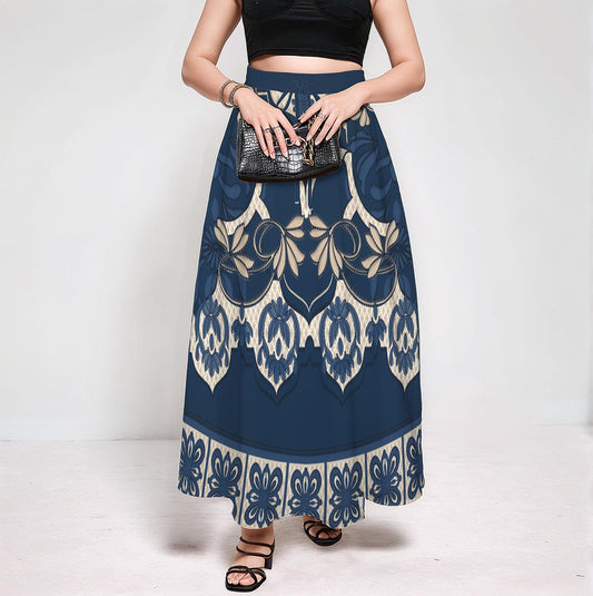 Women's Tie Front Pleated High Waist Floral Maxi Skirt