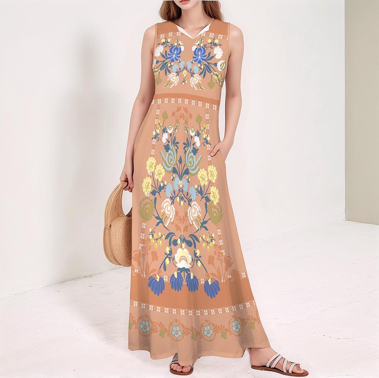Women's Floral Sleeveless Maxi Dress