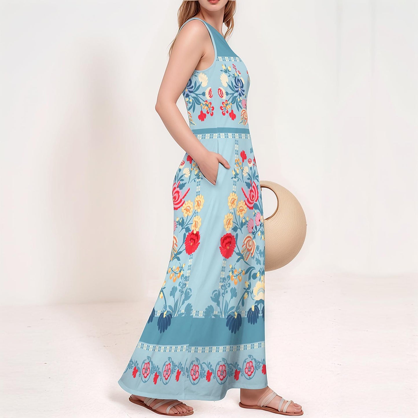 Women's Floral Sleeveless Maxi Dress