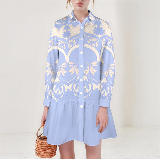 Women's Spring Summer Button Down Long Sleeve Shirt Dress