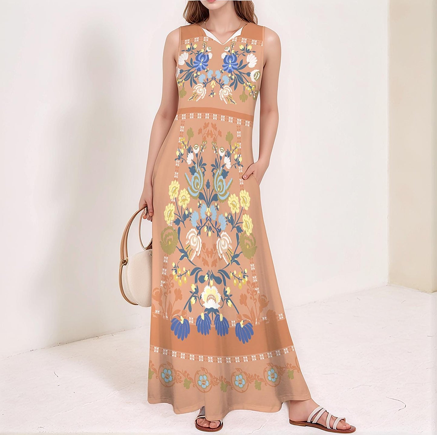 Women's Floral Sleeveless Maxi Dress