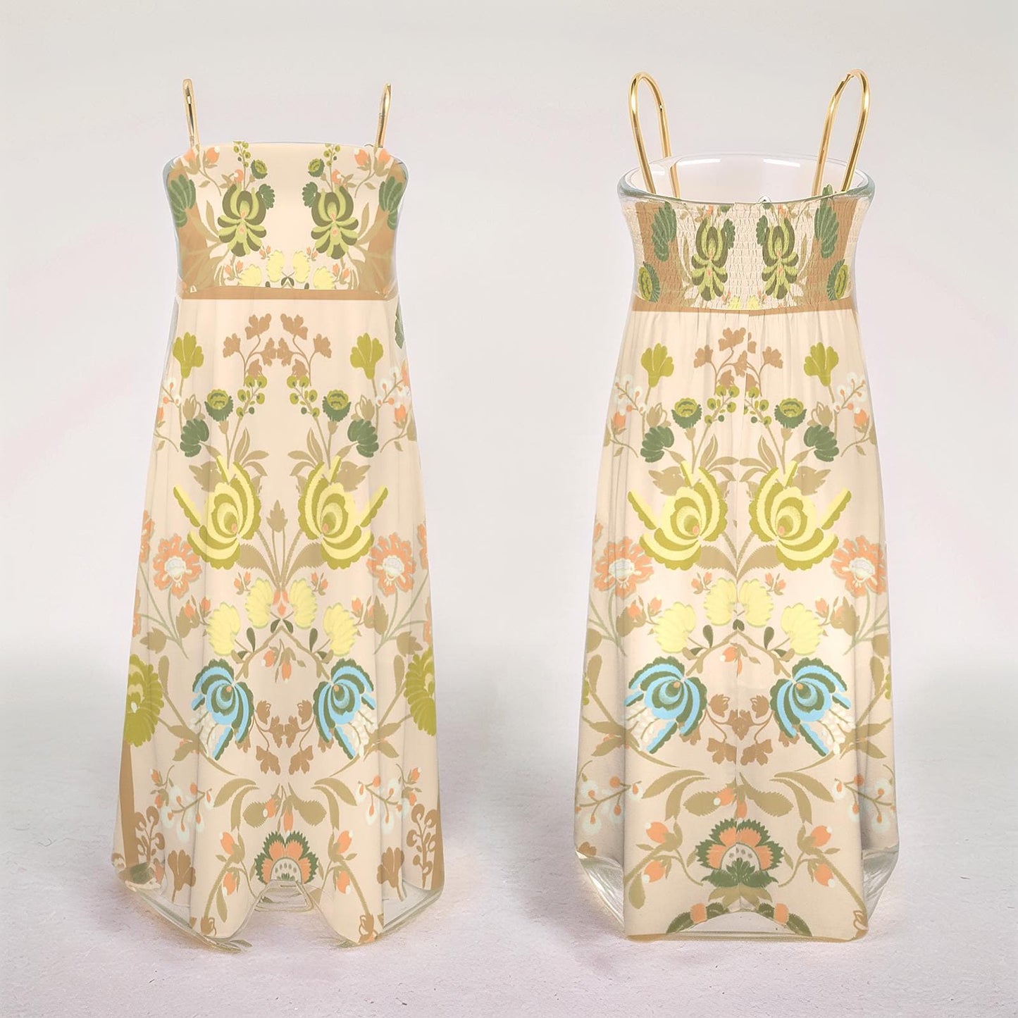 Women's Floral Spaghetti Strap Flowy Midi Dress