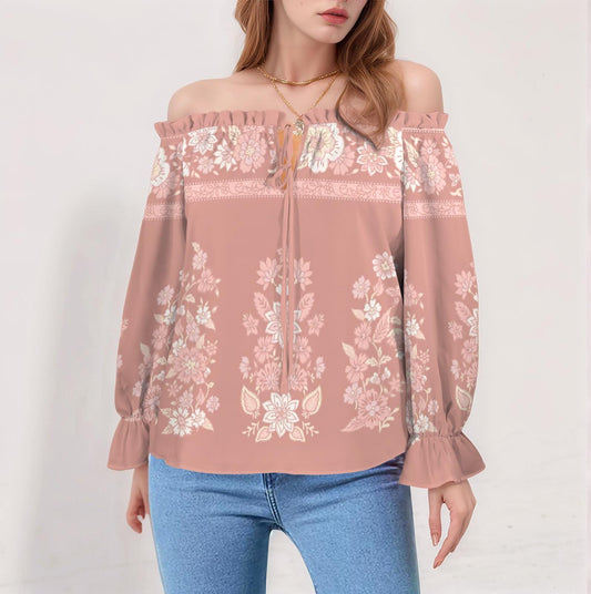 Women's Floral Off Shoulder Long Sleeve Blouse