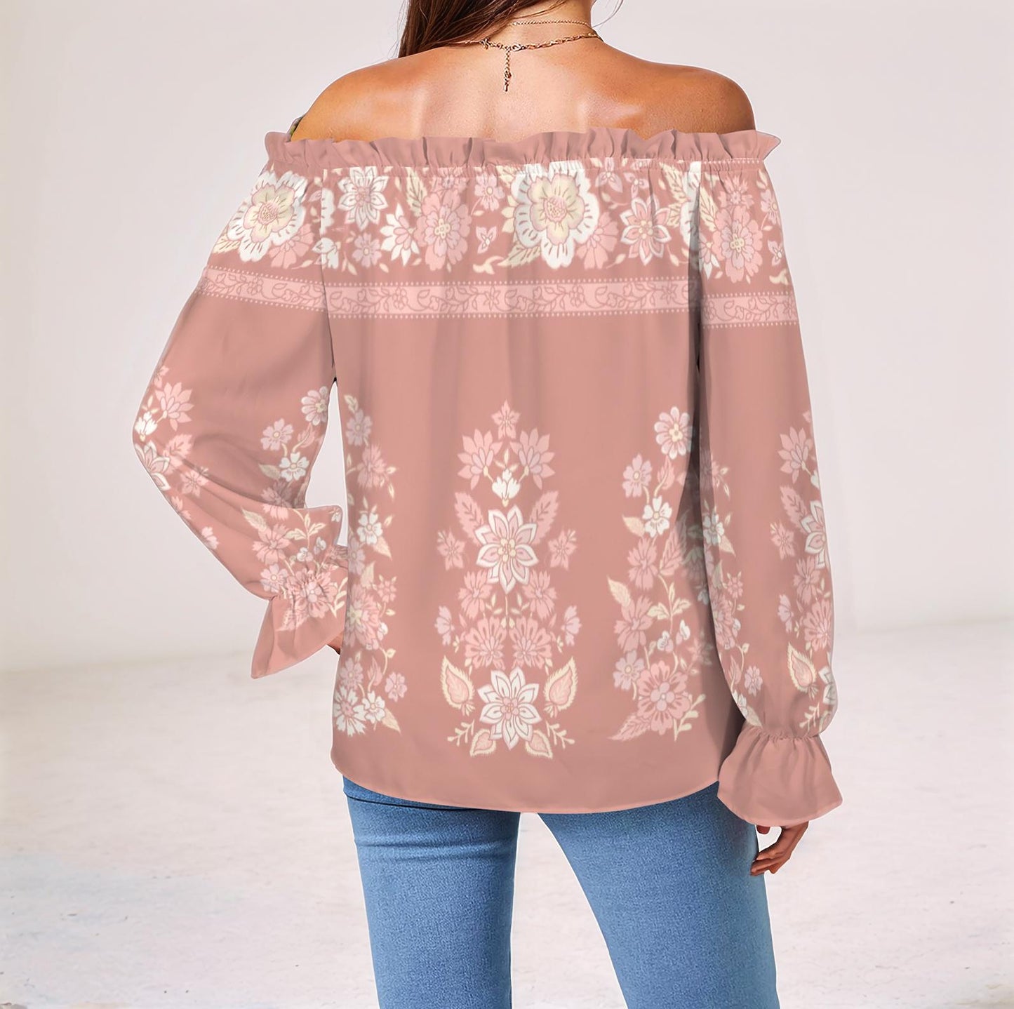 Women's Floral Off Shoulder Long Sleeve Blouse