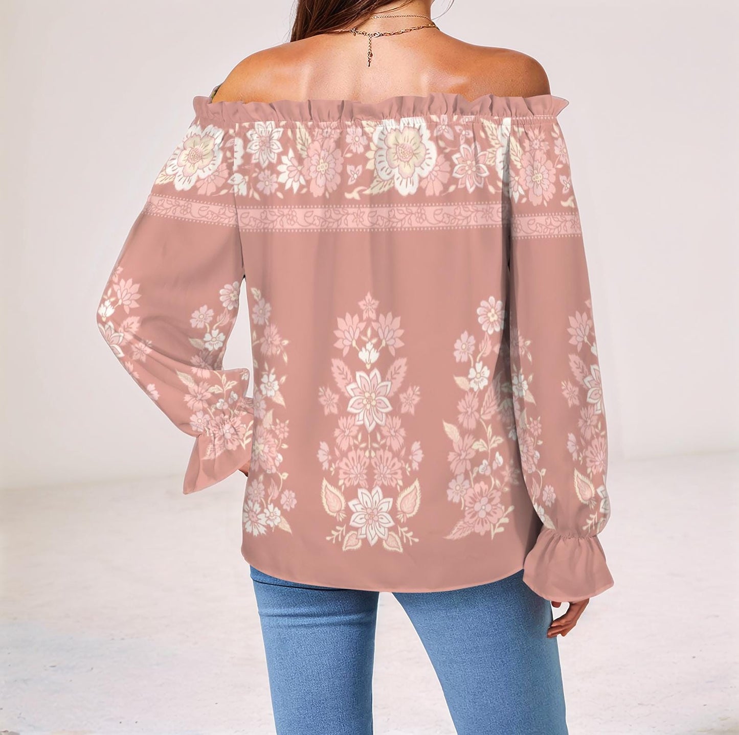 Women's Floral Off Shoulder Long Sleeve Blouse