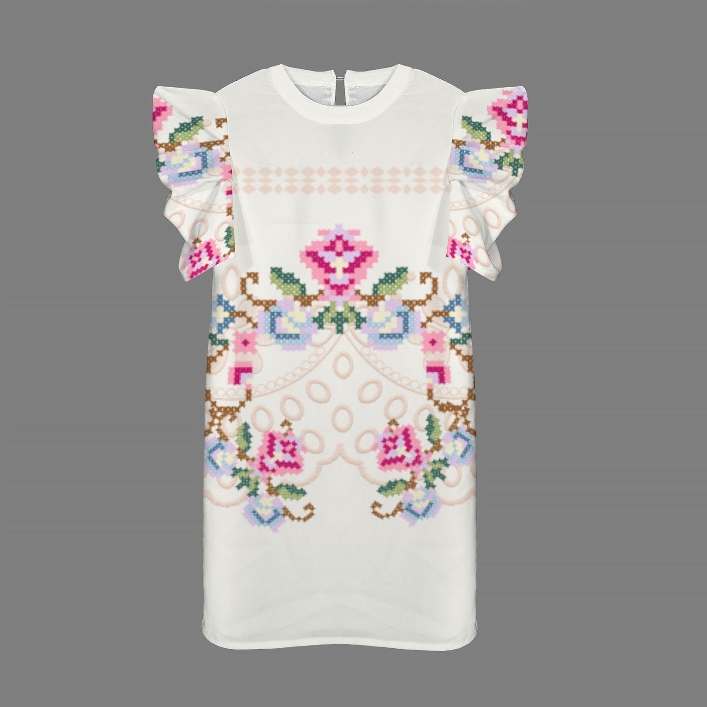 Womens Floral Puff Sleeve Keyhole Dress | Stylish and Feminine | Perfect for Spring and Summer | Comfortable and Trendy