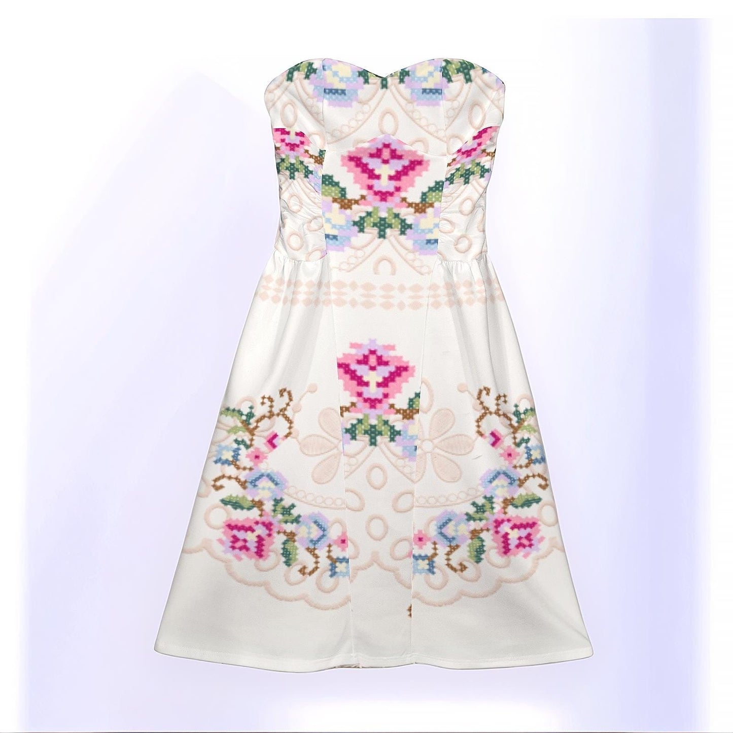 Womens Strapless Floral Midi Dress | Stylish and Feminine | Perfect for Spring and Summer | Chic and Comfortable for Any Occasion
