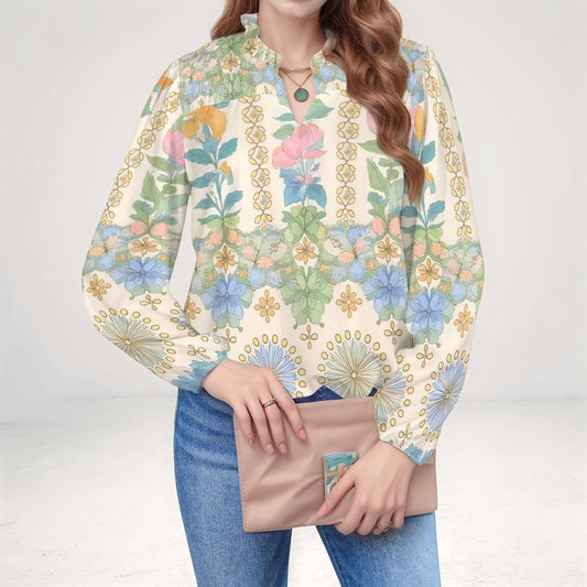 Women's Floral Long Sleeve Blouse | Spring Summer Top | Casual Floral Blouse | Comfortable and Chic | Perfect for Everyday Wear