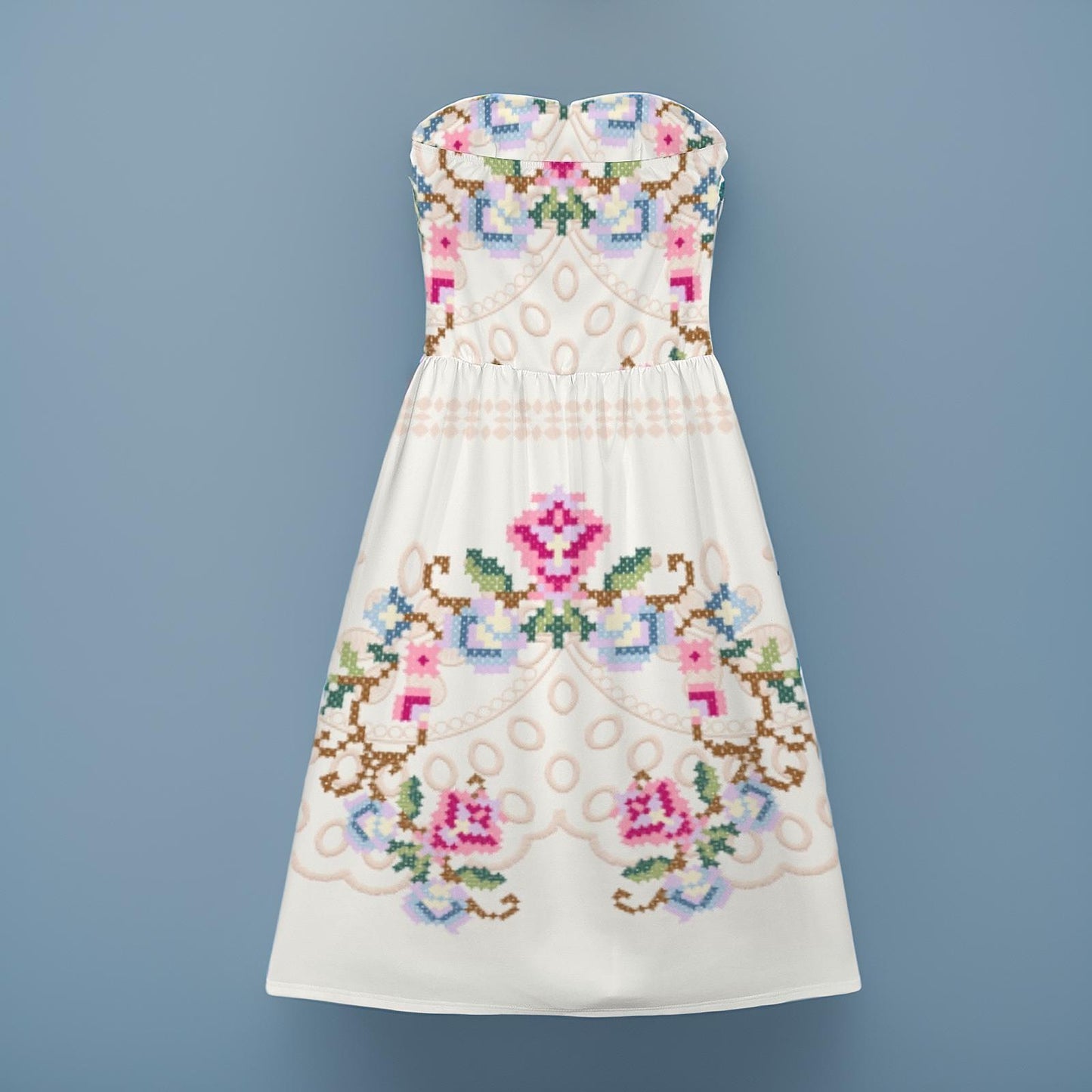 Womens Strapless Floral Midi Dress | Stylish and Feminine | Perfect for Spring and Summer | Chic and Comfortable for Any Occasion