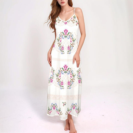 Womens Floral Cami V Neck Maxi Dress | Stylish and Feminine | Perfect for Spring and Summer | Comfortable and Elegant for Any Occasion