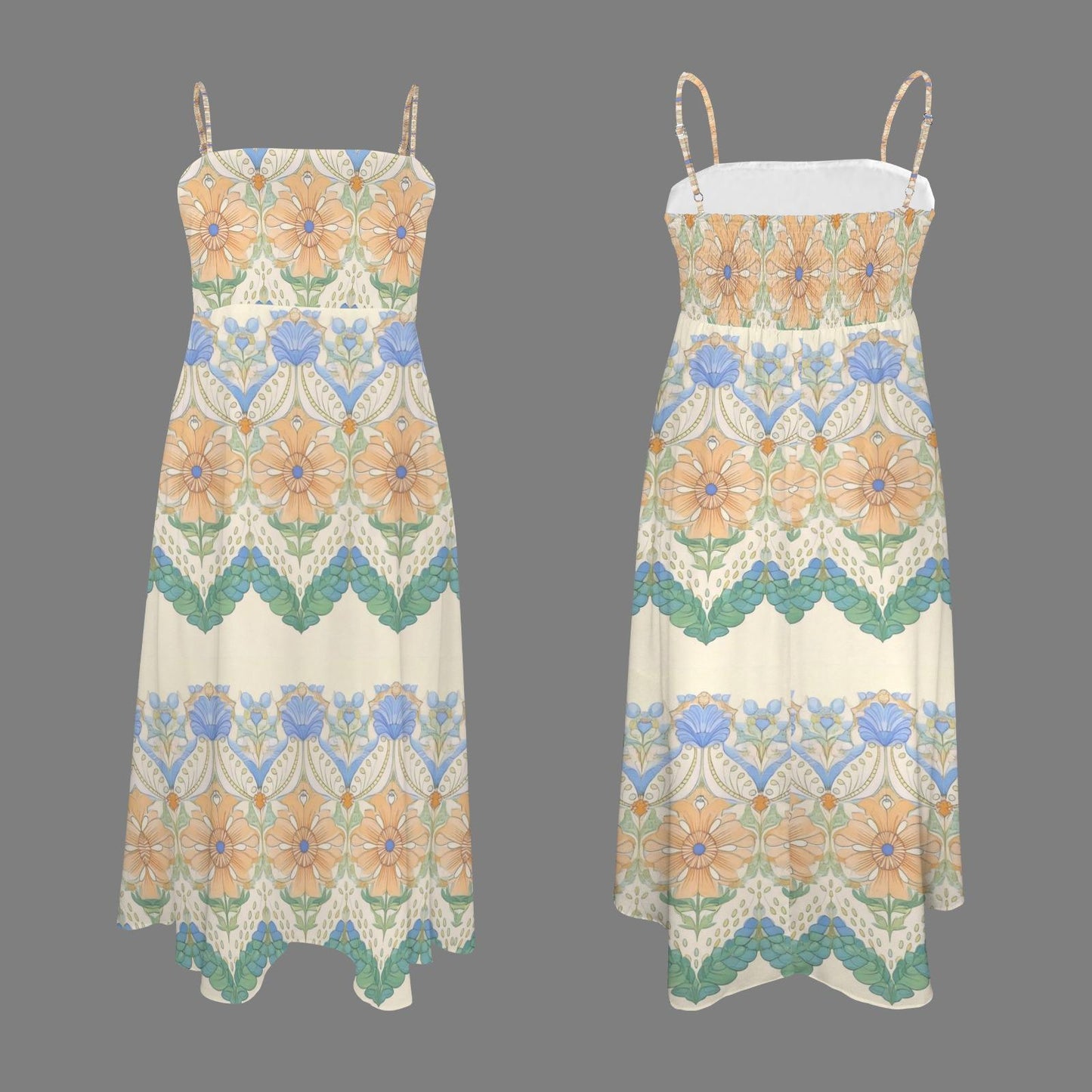 Women's Floral Spaghetti Strap Dress | Sleeveless Floral Midi Dress | Casual Summer Dress | Comfortable and Elegant for Warm Days