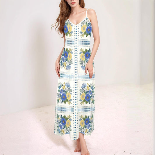 Womens Floral Cami V Neck Maxi Dress | Stylish and Feminine | Perfect for Spring and Summer | Comfortable and Elegant for Any Occasion